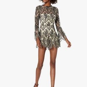 BB Dakota Black Lace Overlay Two Tone Romper